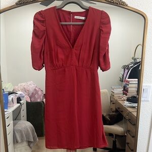 Red V-Neck Dress